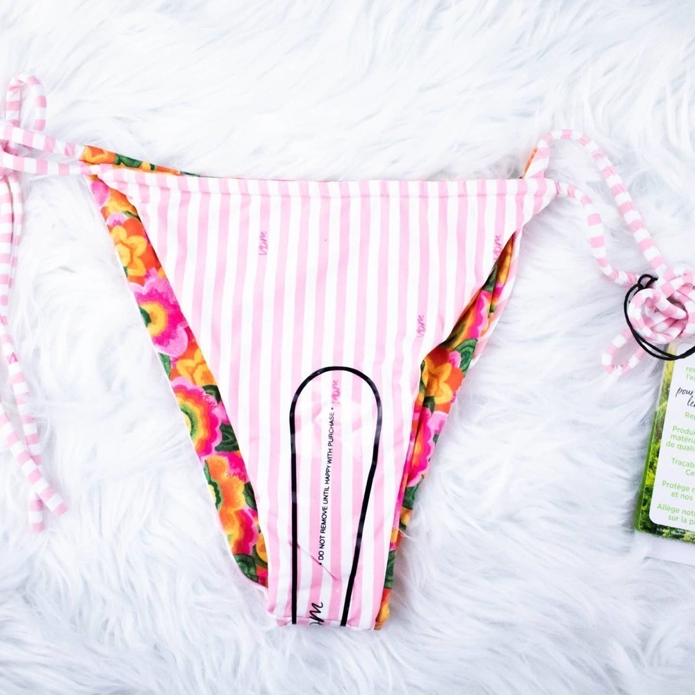 🍋 VDM the Label Pink Floral Bikini Bottoms Bikini Underwear Women Size Medium - Picture 5 of 7